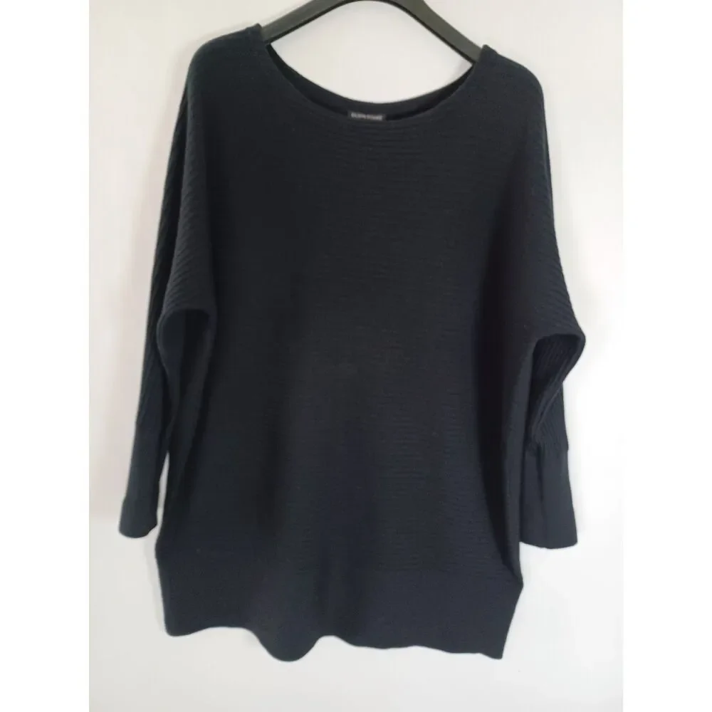 Eileen Fisher Wool‎ Blend Oversized Sweater Pullover Rib Knit Medium Minimalist